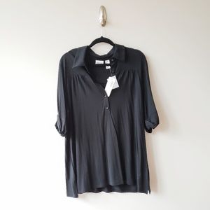 Black Rolled Sleeve Top